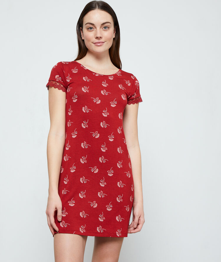 Nachthemd met print terracotta.
