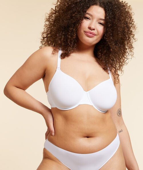 Decollet&eacute; beha, nauw aansluitend, microvezel effen cup e  blanc.