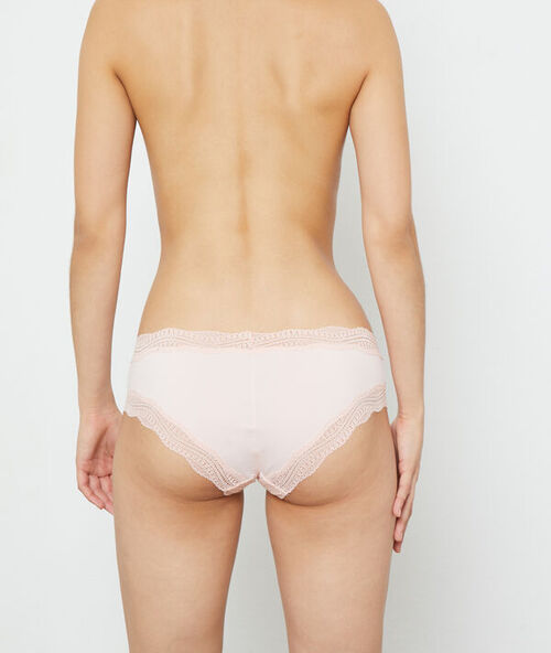 Shorty boord in grafische kant blush.