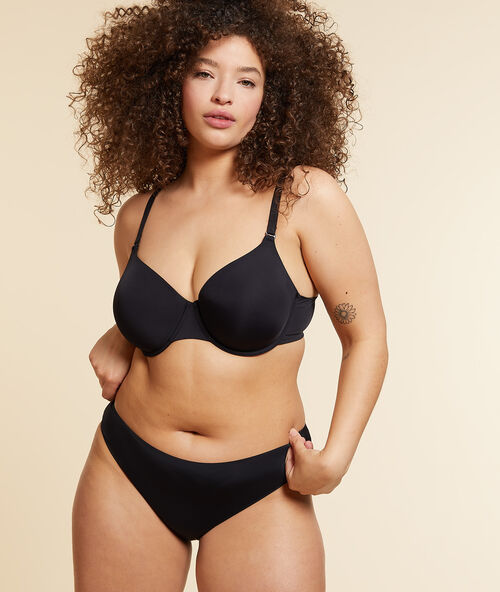 Decollet&eacute; beha, nauw aansluitend, microvezel effen noir.