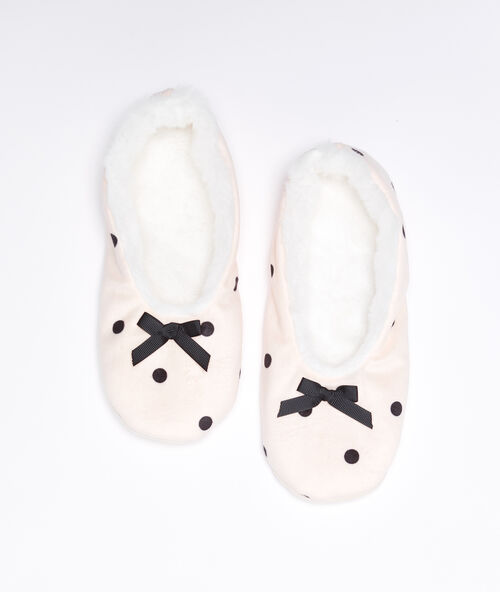 Gevoerde sokken met polkadots roze.