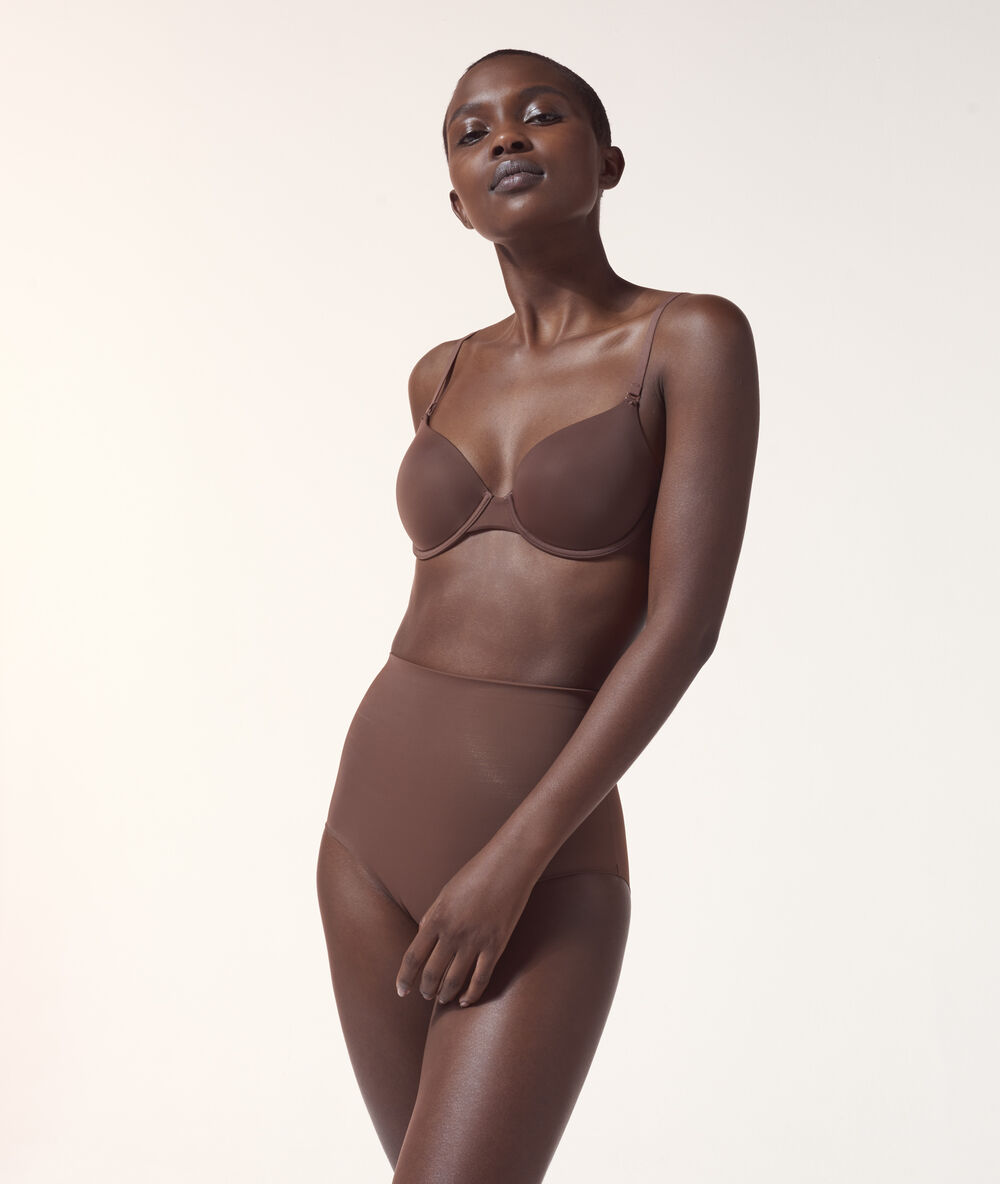 Culotte taille haute - maintien fort marron.