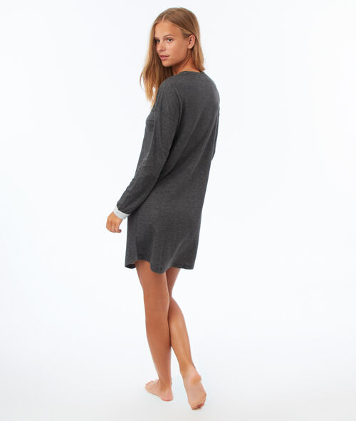 Robe sweat détail en fausse fourrure anthracite.