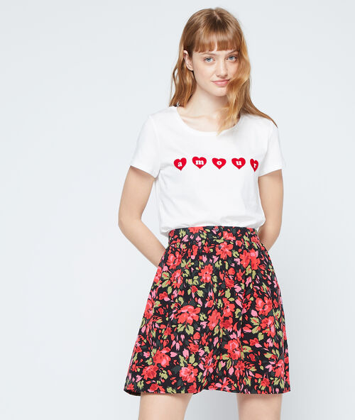T-shirt "amour" en coton ecru.