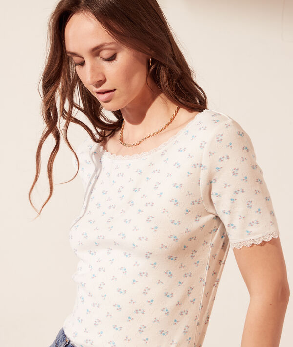 T-shirt pointelle en coton bio dos décolleté T-shirt pointelle en coton bio dos décolleté