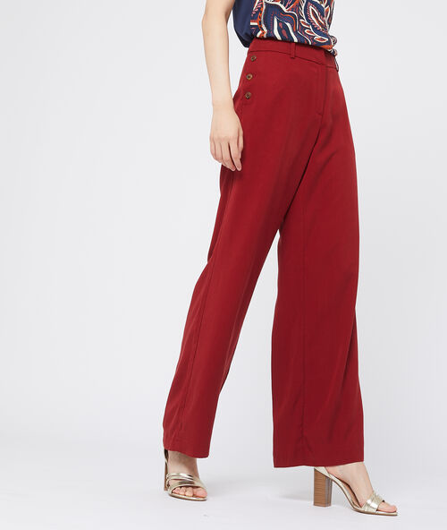 Pantalon large en tencel&reg; grenat.