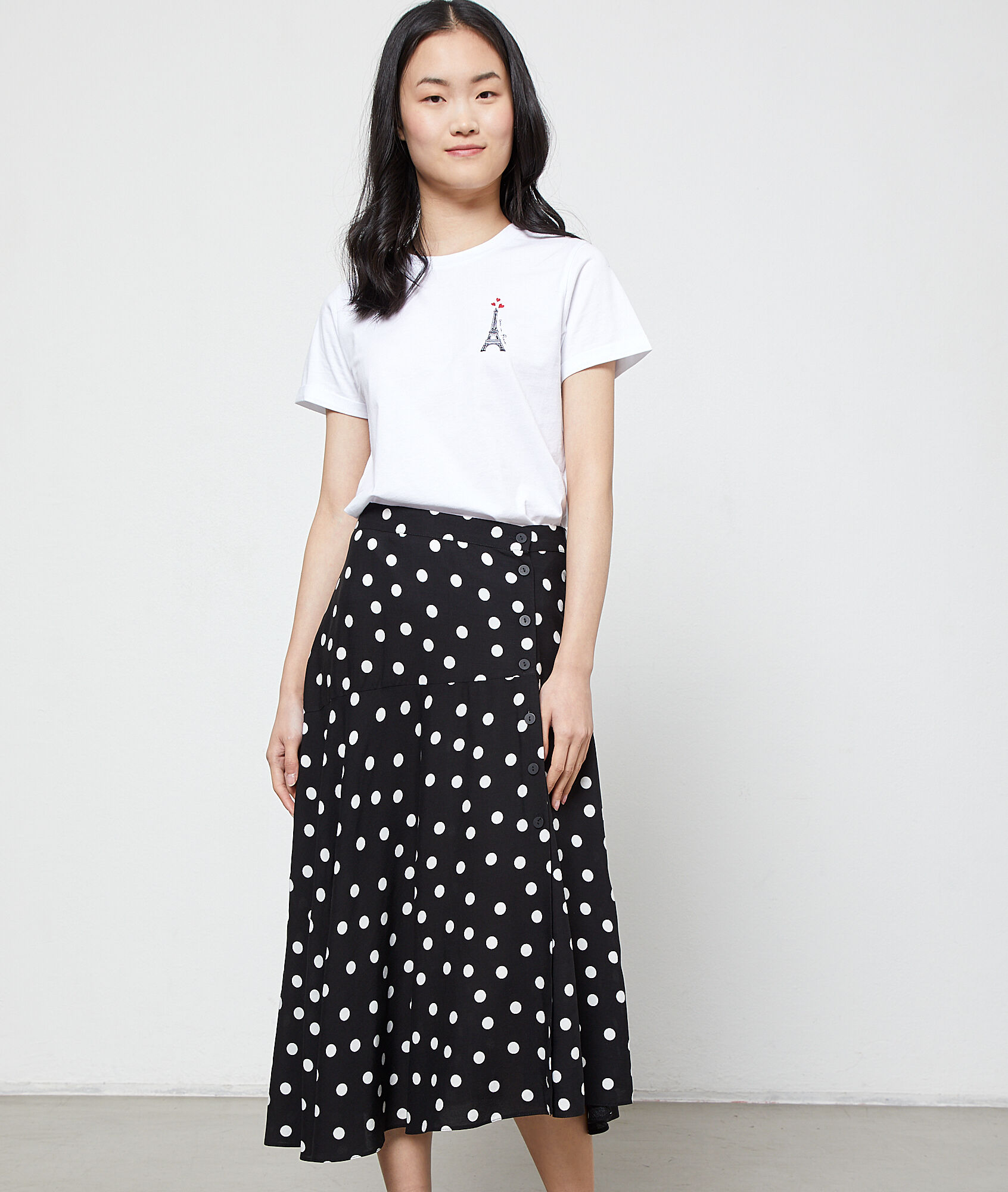Jupe midi a pois Clearance