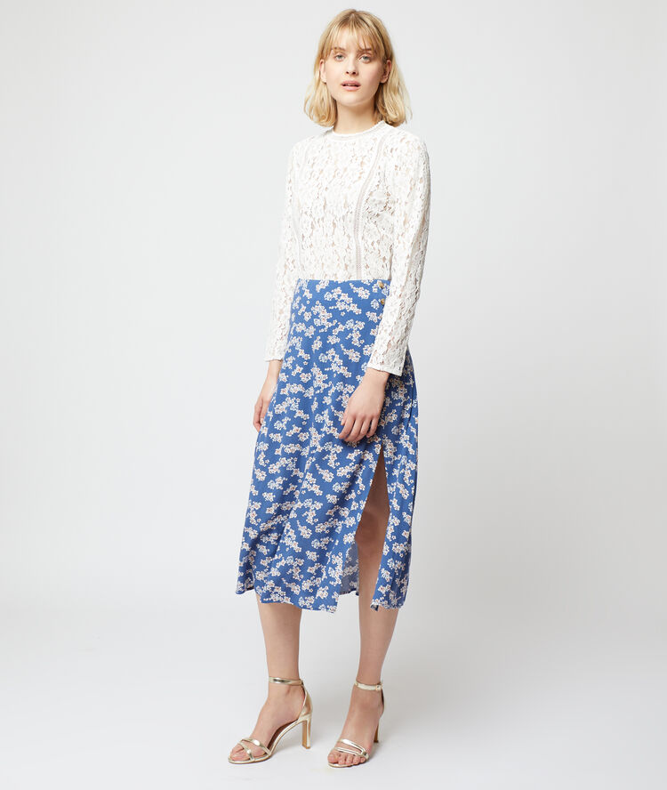Midi-rok met bloemenprint moonlight.