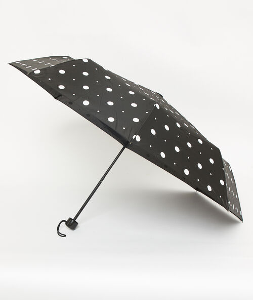 Parapluie &agrave; pois noir.