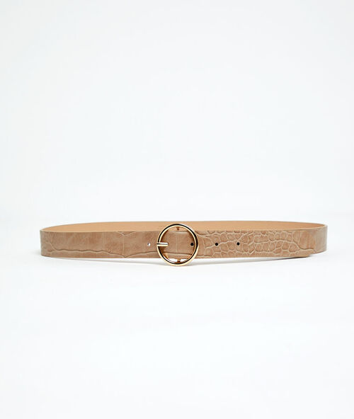 Riem met gesp in krokodileffect camel.