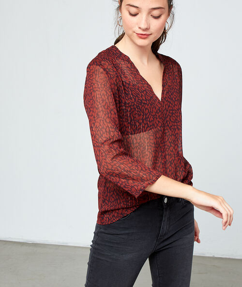 Blouse effet transparent rouille.