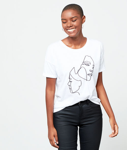 T-shirt van biologisch katoen met zeefdruk wit.