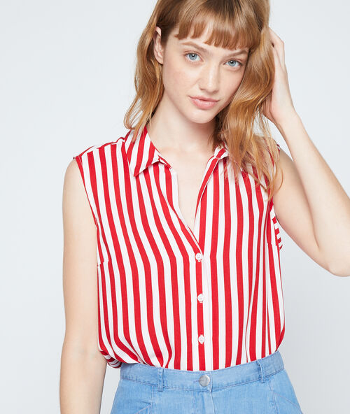 Blouse met strepen karmijn.
