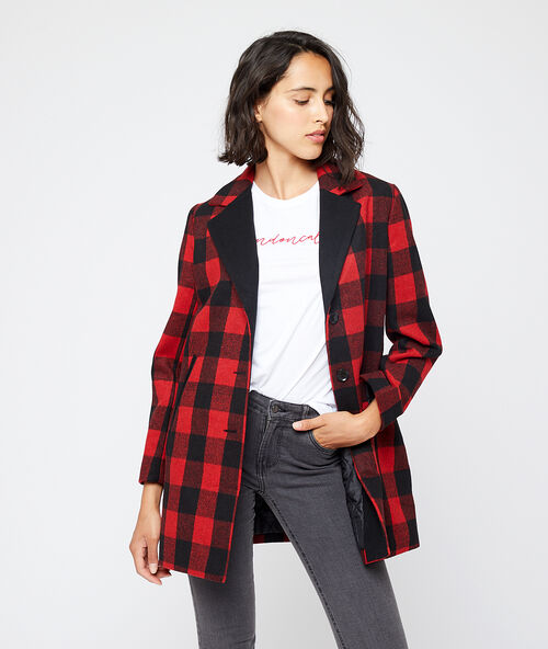 Manteau masculin &agrave; carreaux noir.