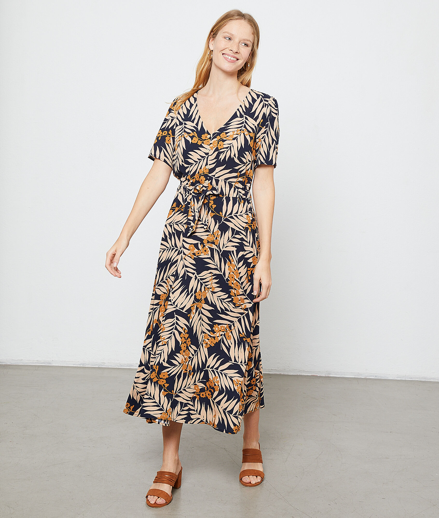 robe longue feuillage