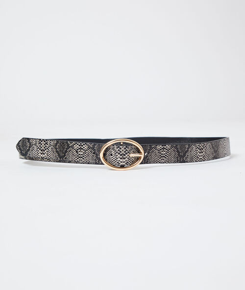 Riem met slangenprint zwart.