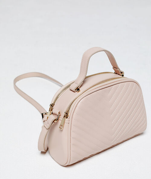 Schoudertas met gewatteerd effect nude.