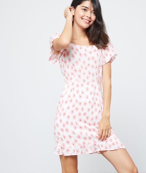 Robe &agrave; imprim&eacute; fleuri rose pale.