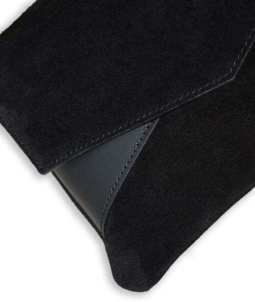 Sac pochette effet daim noir.
