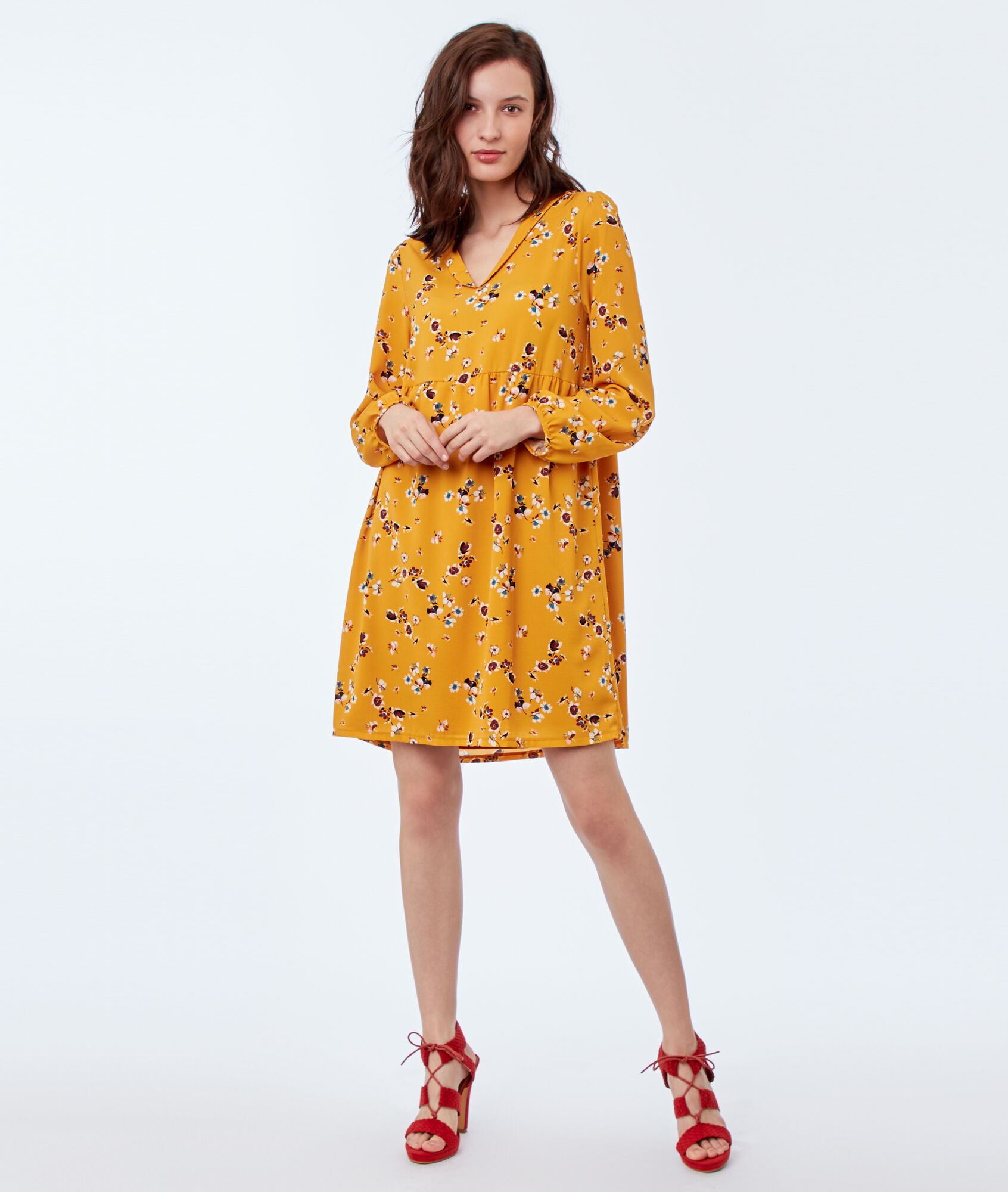 Janys Etam Fleurs Imprimée Ocre Robe T3JKl1Fc