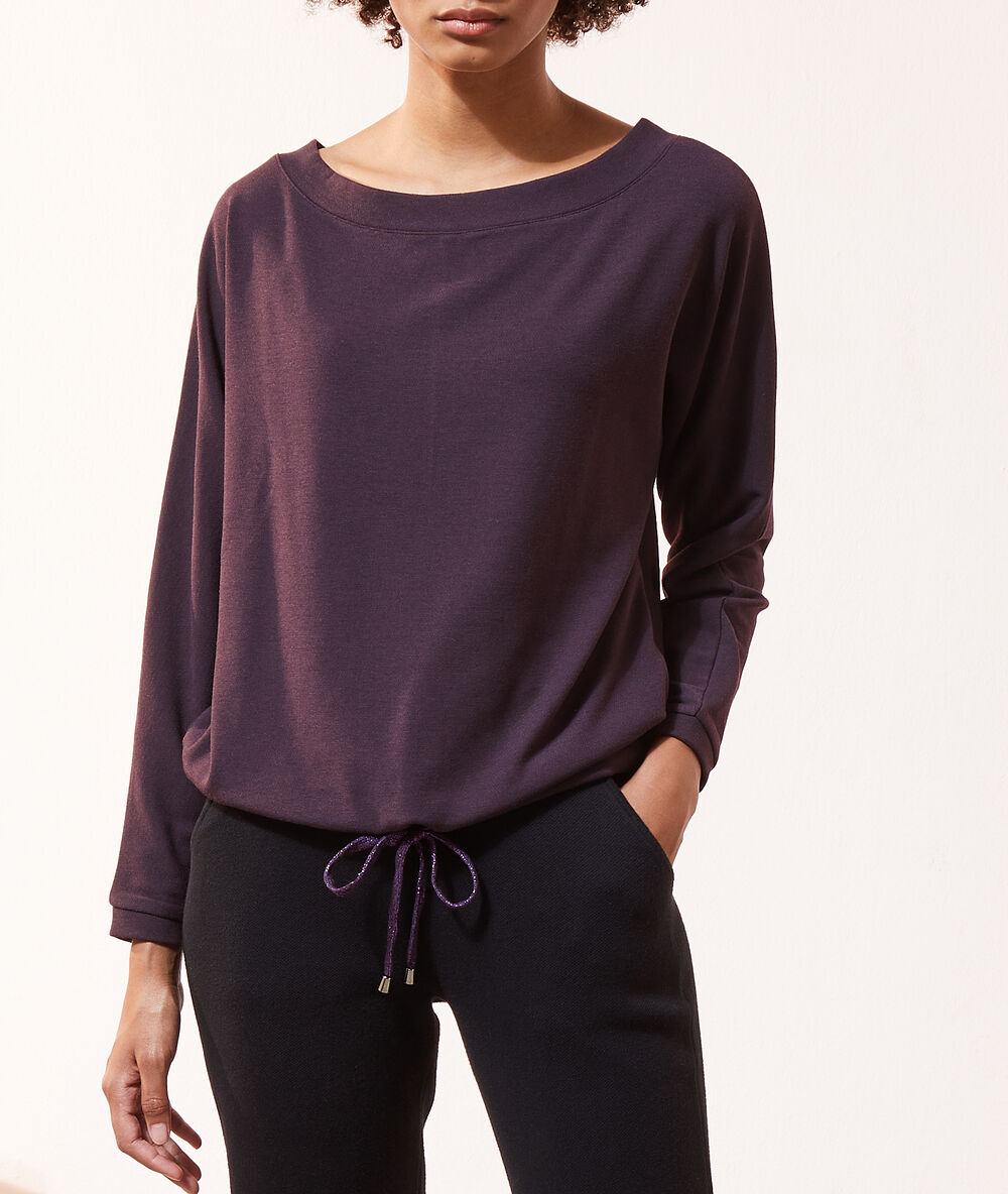 Pull fin col bateau liens de serrage prune.