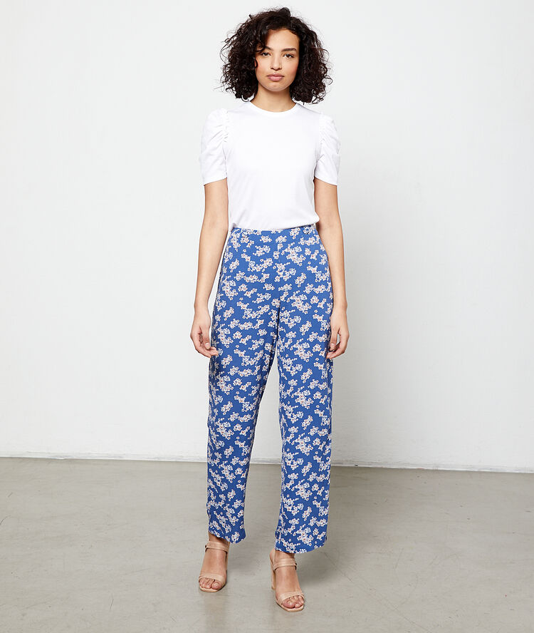 Wijde pantalon met bloemenprint moonlight.