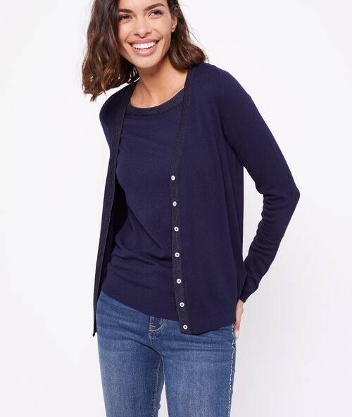 Cardigan boutonné marine.
