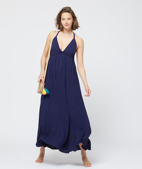 Robe de plage liens au dos marine.