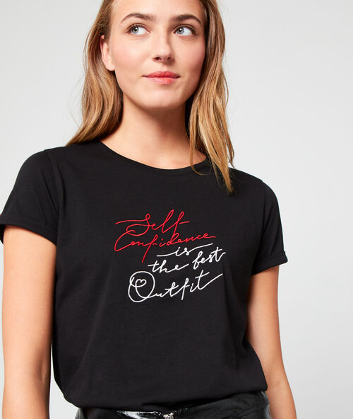 T-shirt "self confidence is the best outfit" en coton bio noir.