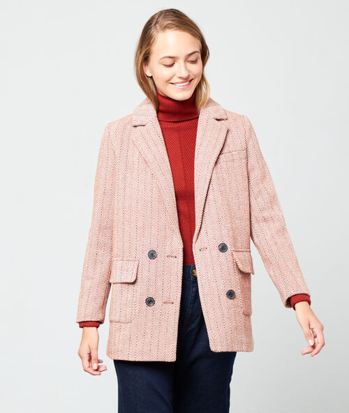 Veste de tailleur textur&eacute;e rouille.