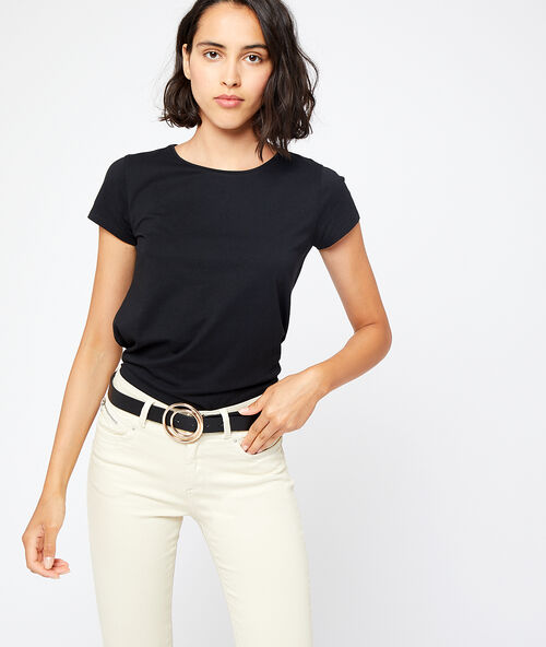 Katoenen t-shirt met ronde hals zwart.