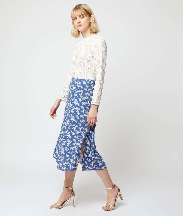 Midi-rok met bloemenprint moonlight.