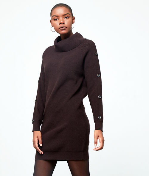 Robe pull &agrave; col roul&eacute; chocolat.