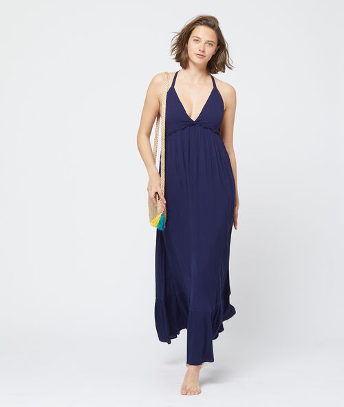 Robe de plage liens au dos marine.