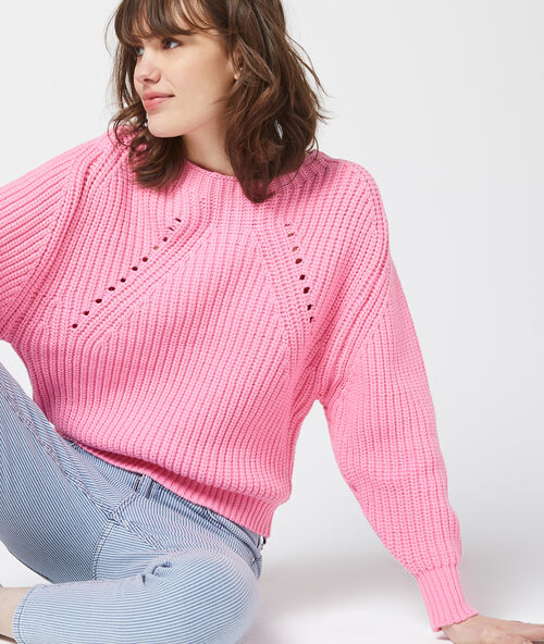 Trui met oversized knit bleek roze.