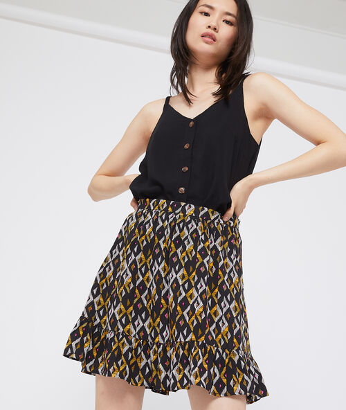 Skaterrok met grafische print zwart.