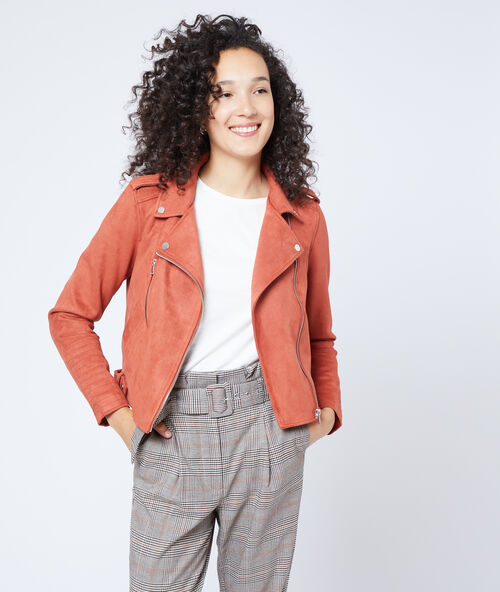 Bikerjack met su&egrave;de-effect roest.