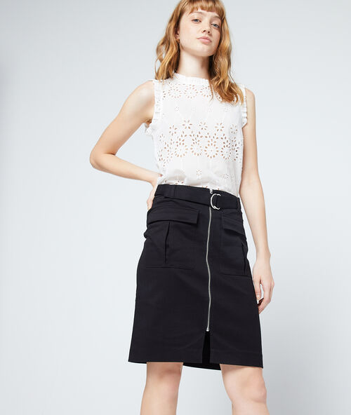 Katoenen rok met ritssluiting zwart.