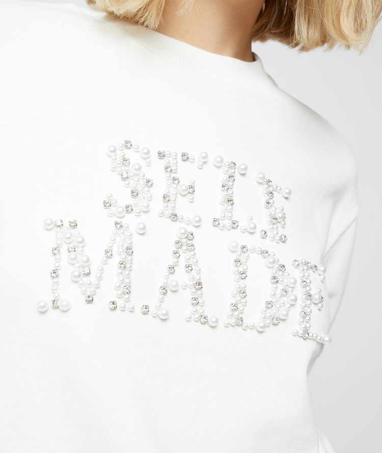 Sweatshirt 'selfmade' ecru.