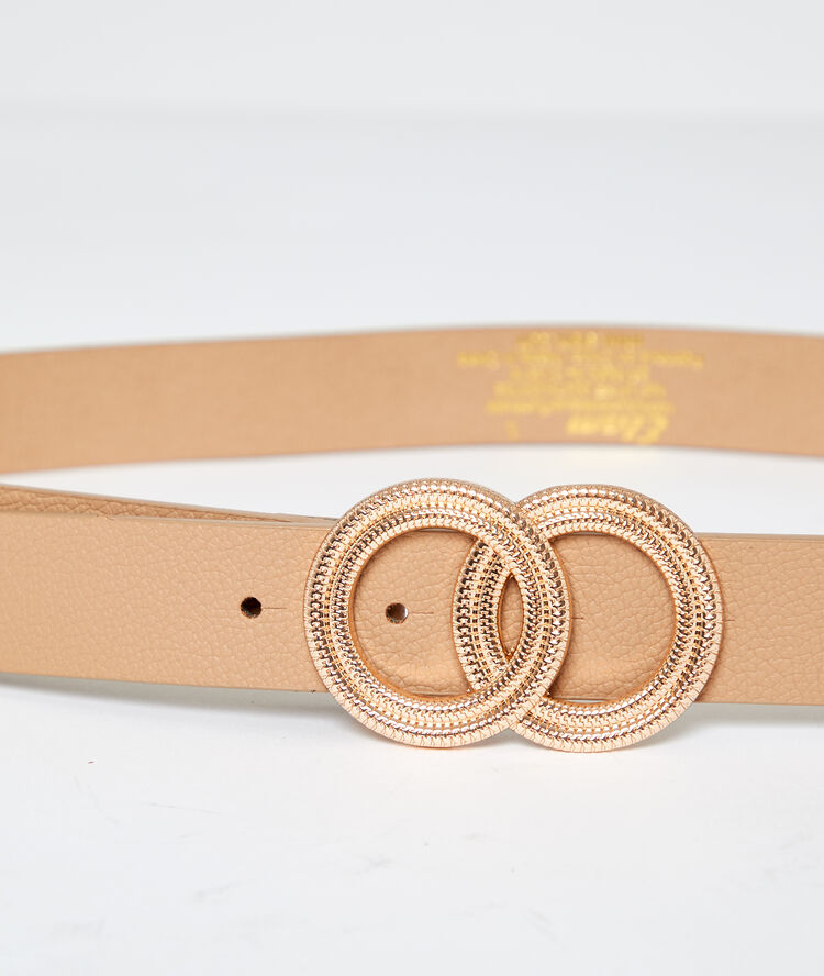 Ceinture à double boucle camel.