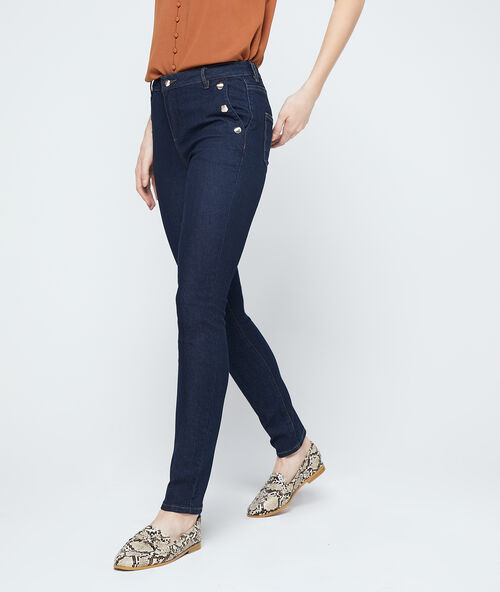 Slimfit jeans met knoopdetails brut.