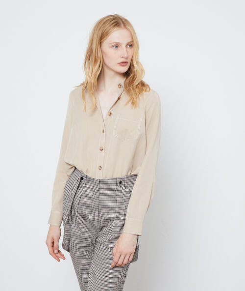 Blouse in tencel&reg; beige roze.