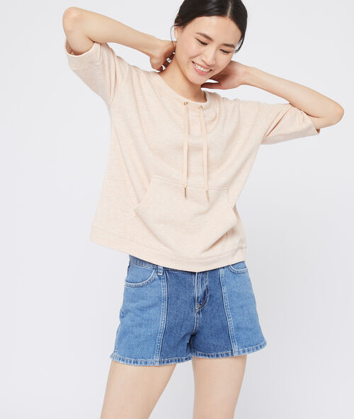 T-shirt in sweaterstijl bleek roze.