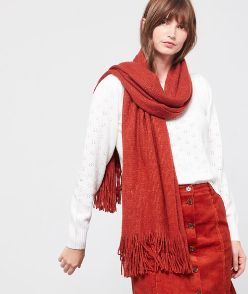 &Eacute;charpe &agrave; fils m&eacute;tallis&eacute;s rouille.