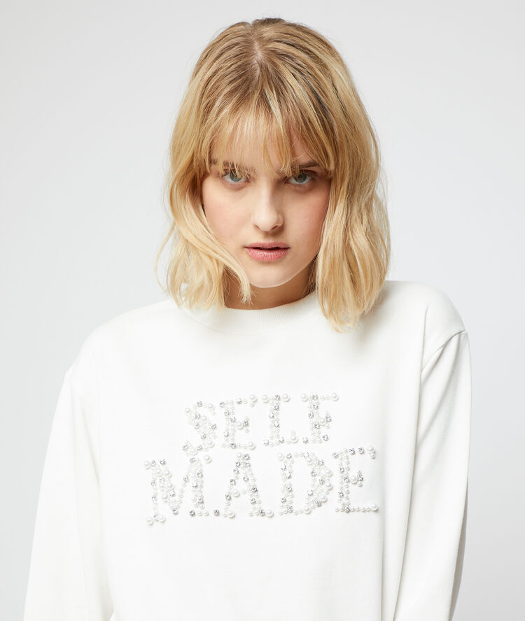 Sweatshirt 'selfmade' ecru.