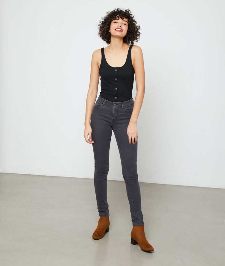 Tanktop met knopen zwart.