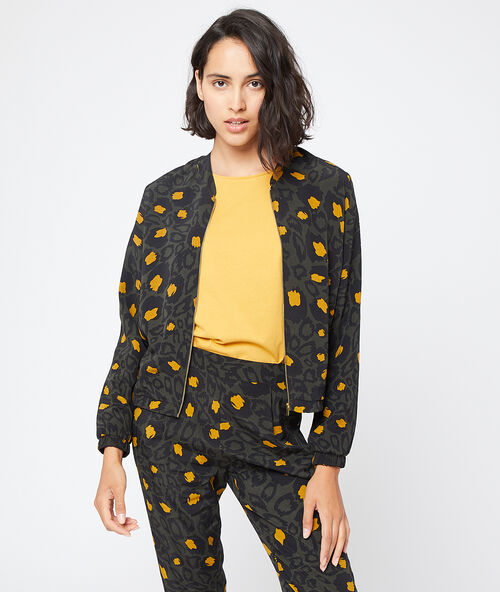 Bomber met botanical print brons.