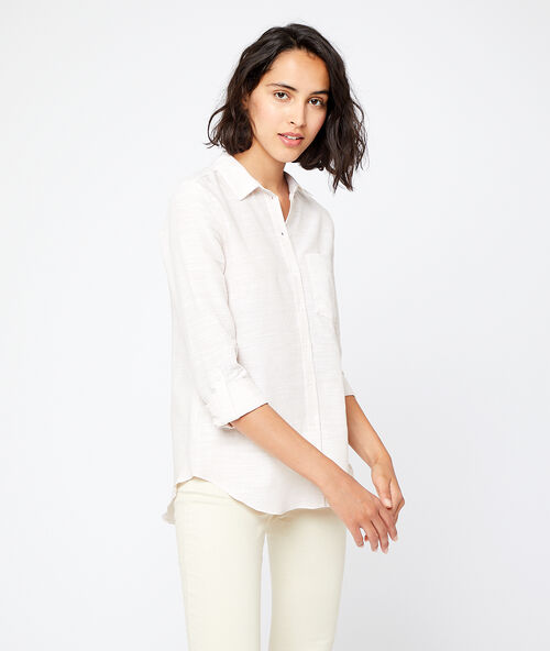 Gestreept hemd beige roze.