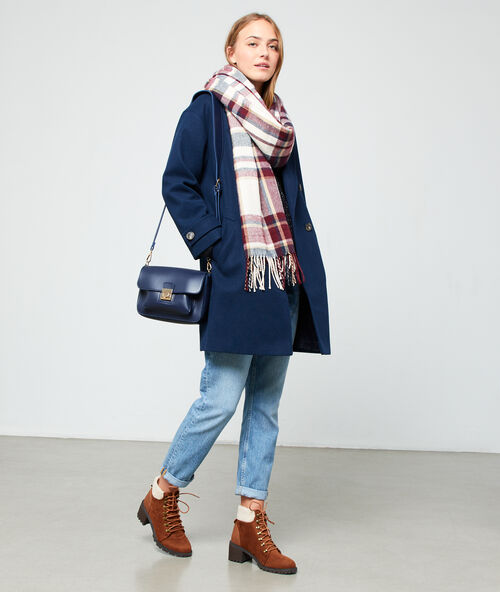 &Eacute;charpe plaid &agrave; carreaux indigo.