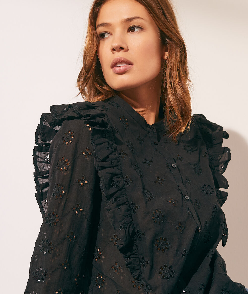 Chemise avec broderie anglaise BRODA NOIR ETAM
